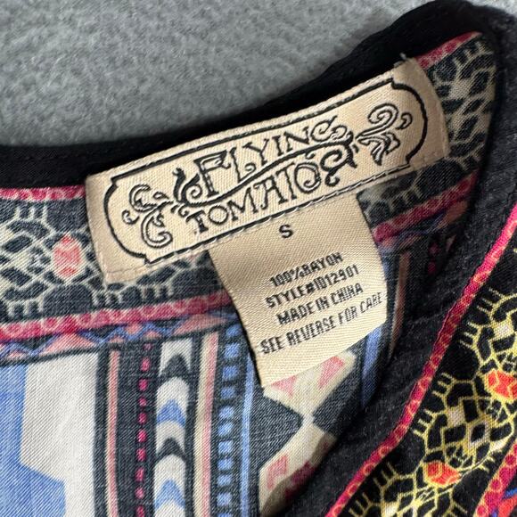 Flying Tomato Anthropologie Dress Print A-Line Shift Bell Sleeve Boho SMALL - Picture 2 of 7